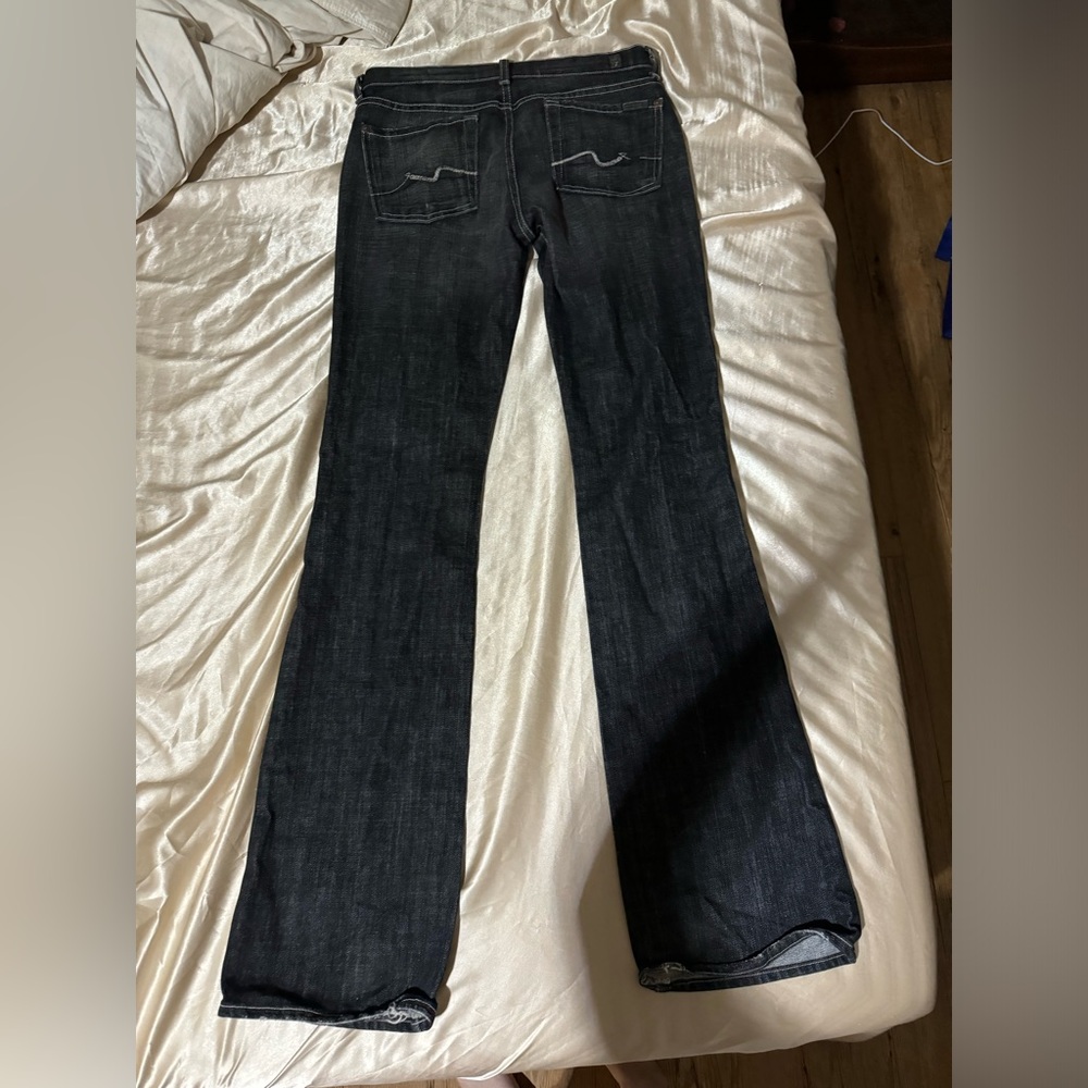 7 for all Man Kind bootcut jeans. The inseam is 34 “ size 28.